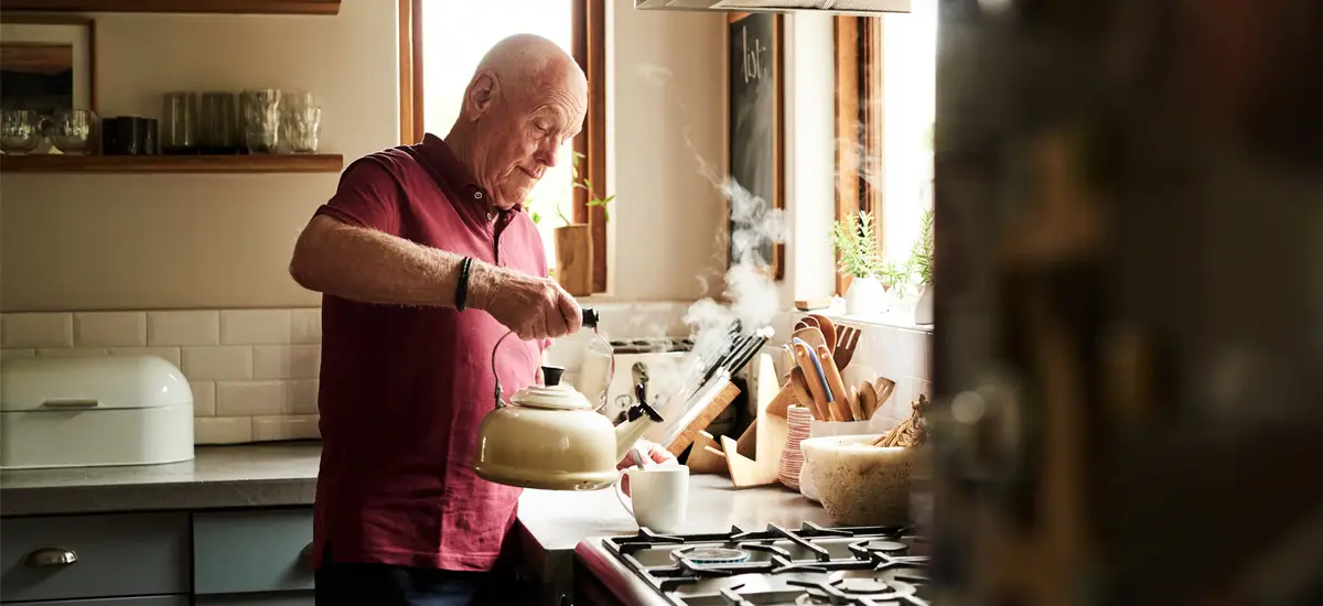 Man making a cup of tea.