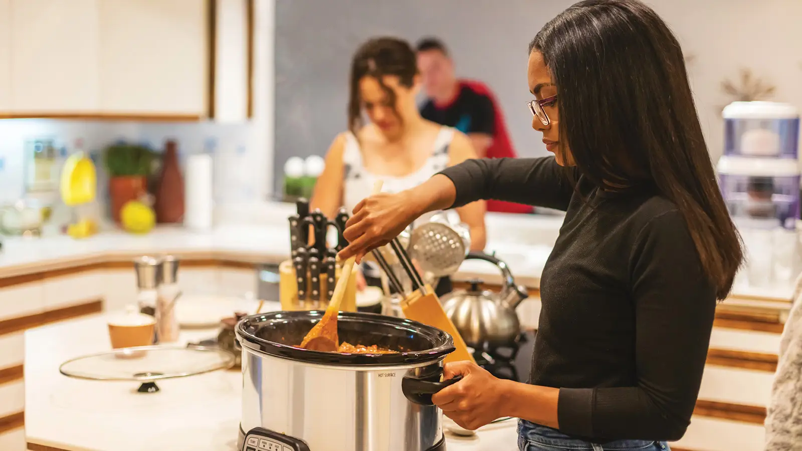 Woman cooking at home